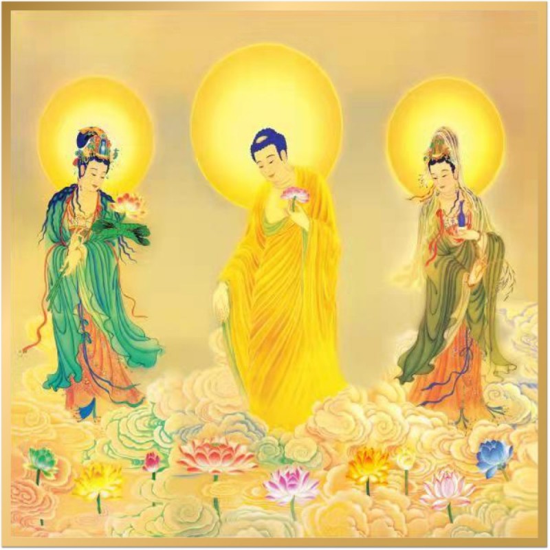 风水画 : 西方三圣 风水画 : 西方三圣
